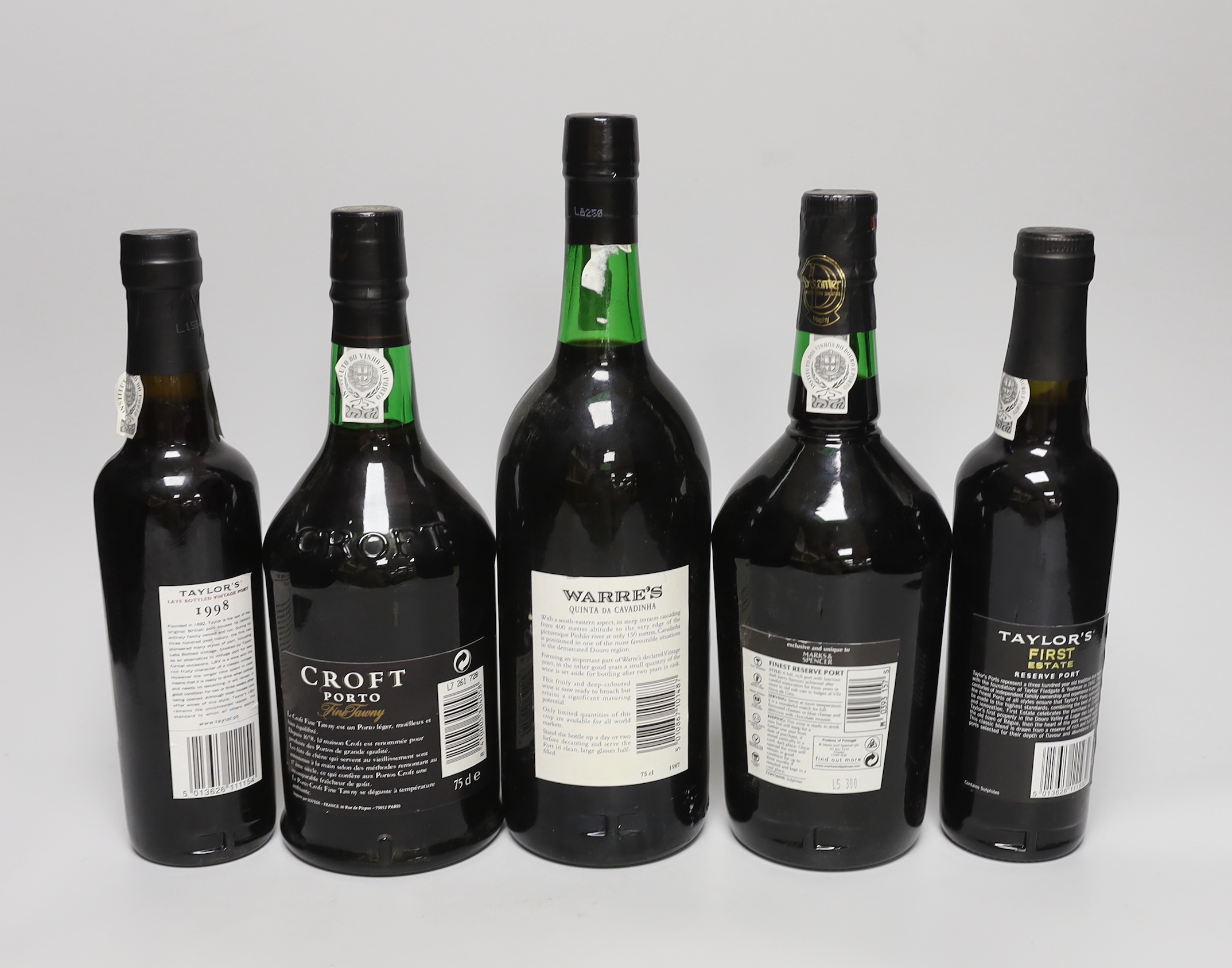 Five bottles of Port including Warre’s, 1987